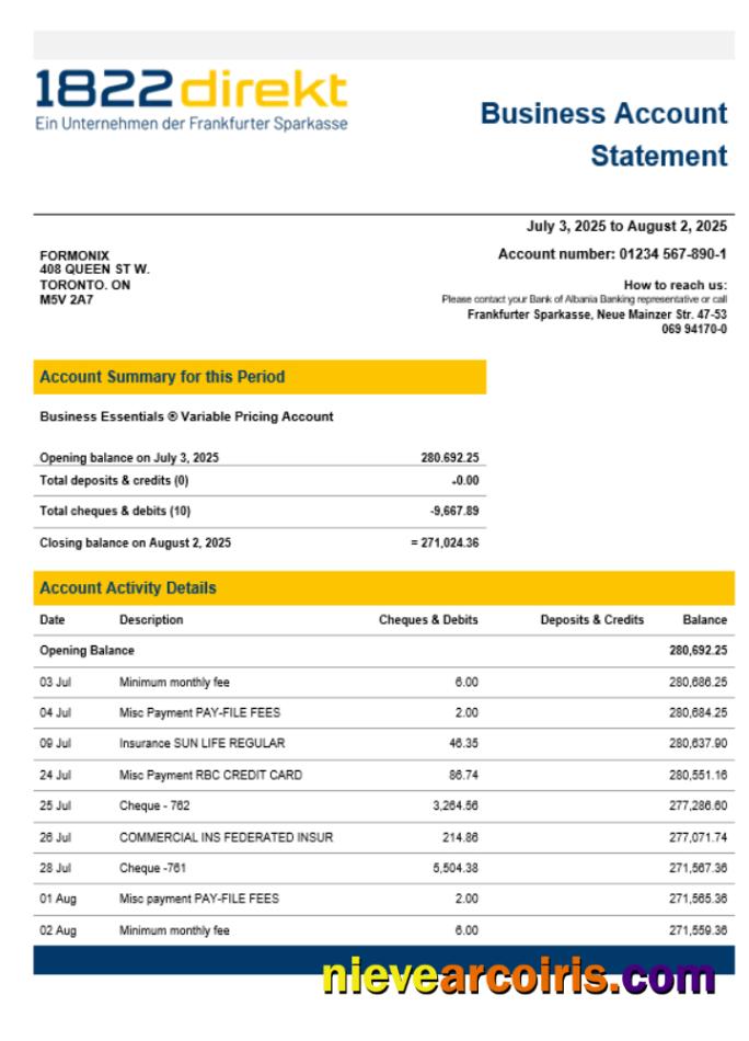 1822direkt bank enterprise account statement